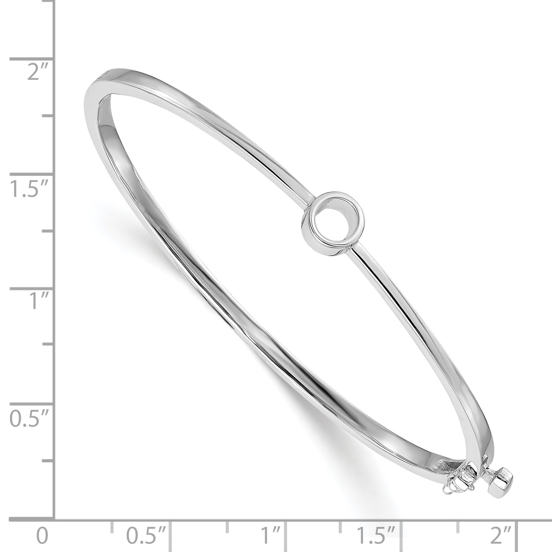 14k White Gold Holds 1/2 carat 5.0mm Round Stone Hinged Oval Bangle Bracelet Mounting (No Stone Included) Secondary image