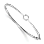 14k White Gold Holds 1 carat 6.0mm Round Stone Hinged Oval Bangle Bracelet Mounting (No Stone Included)