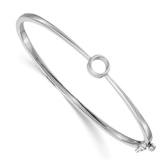 14k White Gold Holds 1 carat 6.0mm Round Stone Hinged Oval Bangle Bracelet Mounting (No Stone Included)