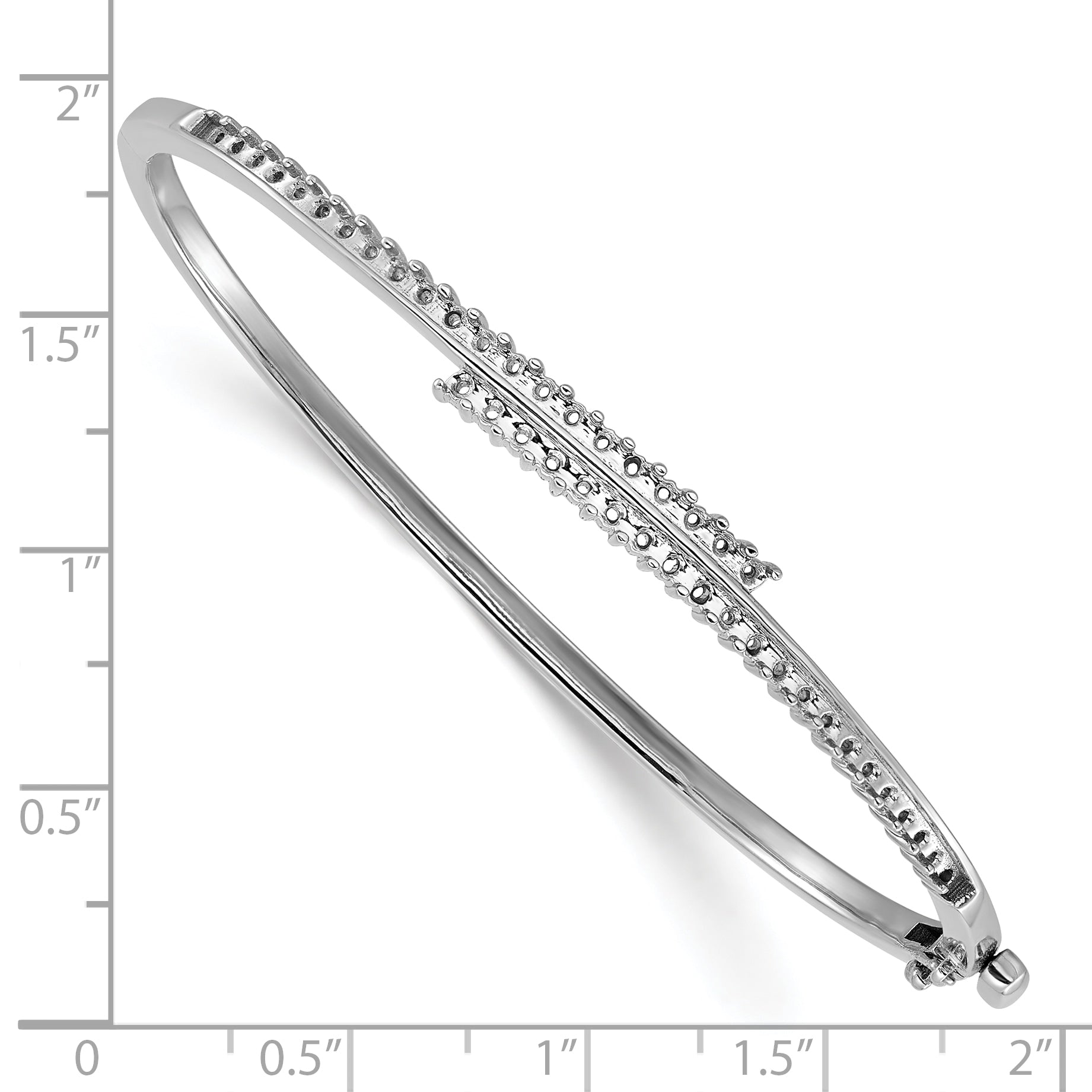 14k White Gold Holds 1 carat (42-1.8mm Round Stones) Hinged Oval Bangle Bracelet Mounting (No Stone Included)