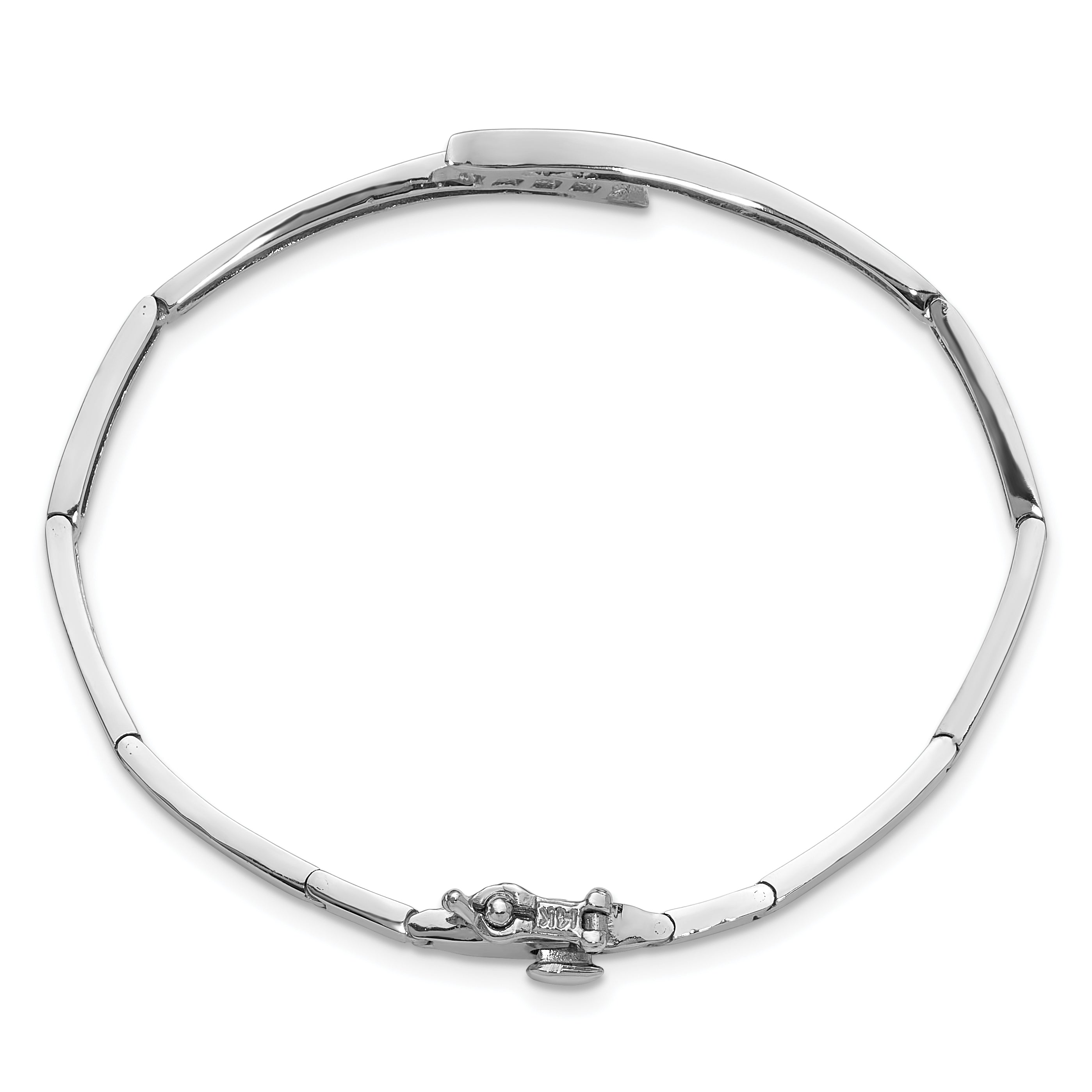 14k White Gold Holds 1/4 carat 3-2.9mm Round Stones Hinged Bangle Bracelet Mounting (No Stone Included) Secondary image
