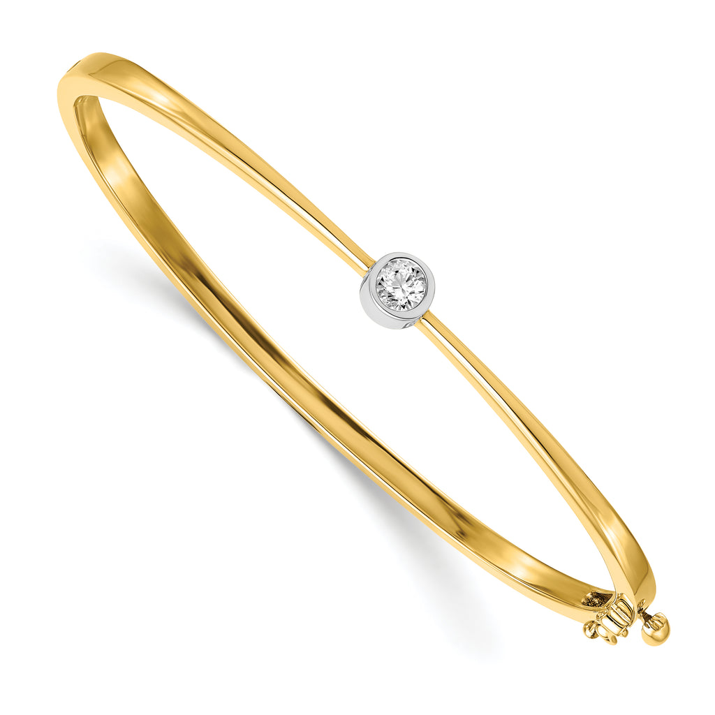 14k Two-Tone Yellow and White Gold 1/4 carat Lab Grown Diamond VS/SI+ G+ Complete Bezel Bangle Bracelet
