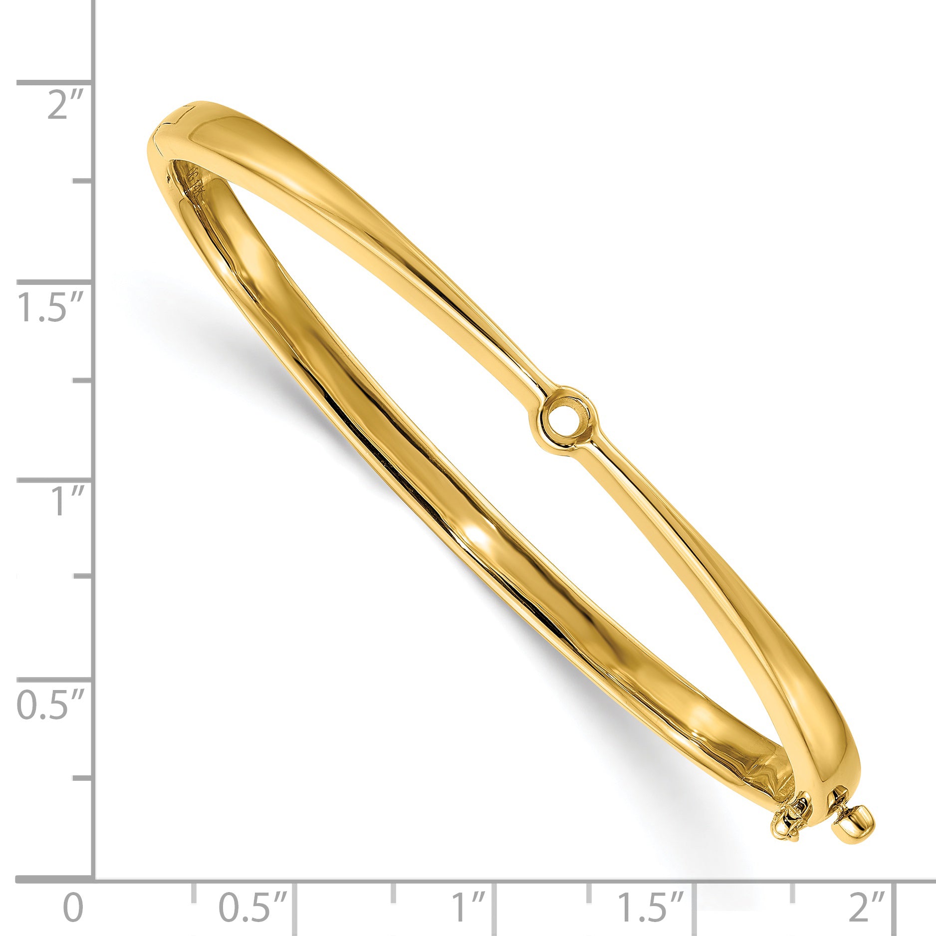 14k Holds 1/4 carat 4.0mm Round Stone Hinged Oval Bangle Bracelet Mounting (No Stone Included)