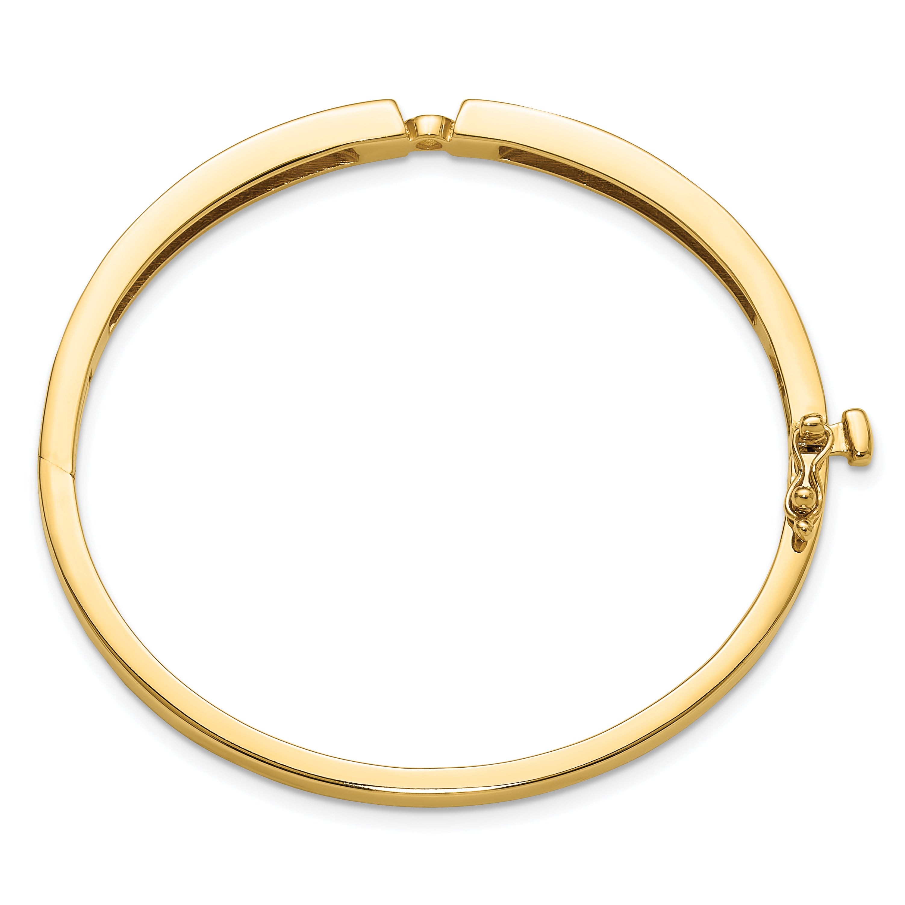 14k Holds 1/2 carat 5.0mm Round Stone Hinged Oval Bangle Bracelet Mounting (No Stone Included)