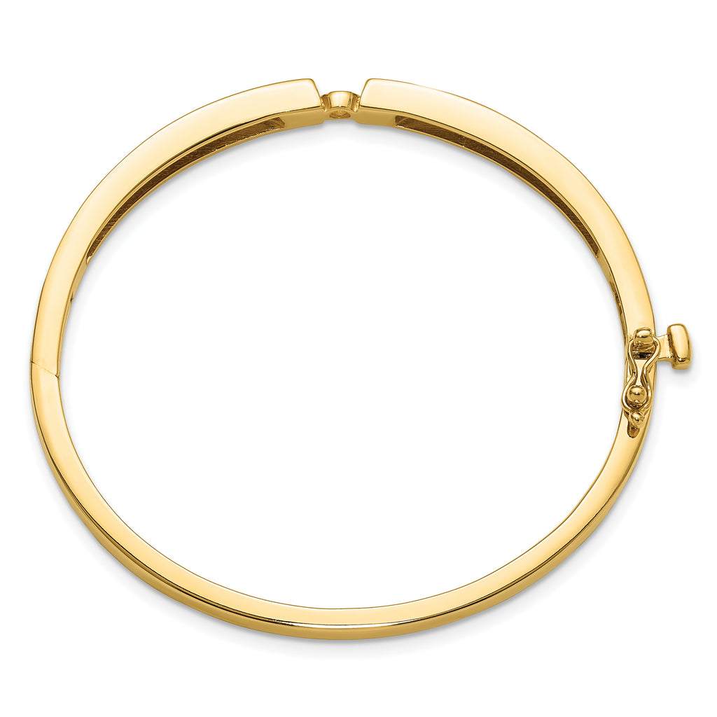 14k Holds 1/2 carat 5.0mm Round Stone Hinged Oval Bangle Bracelet Mounting (No Stone Included)