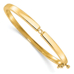 14k Holds 1/2 carat 5.0mm Round Stone Hinged Oval Bangle Bracelet Mounting (No Stone Included)