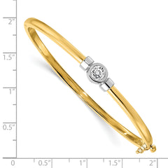14k Two-tone Complete 1/2 carat AA Diamond Hinged Oval Bangle Bracelet