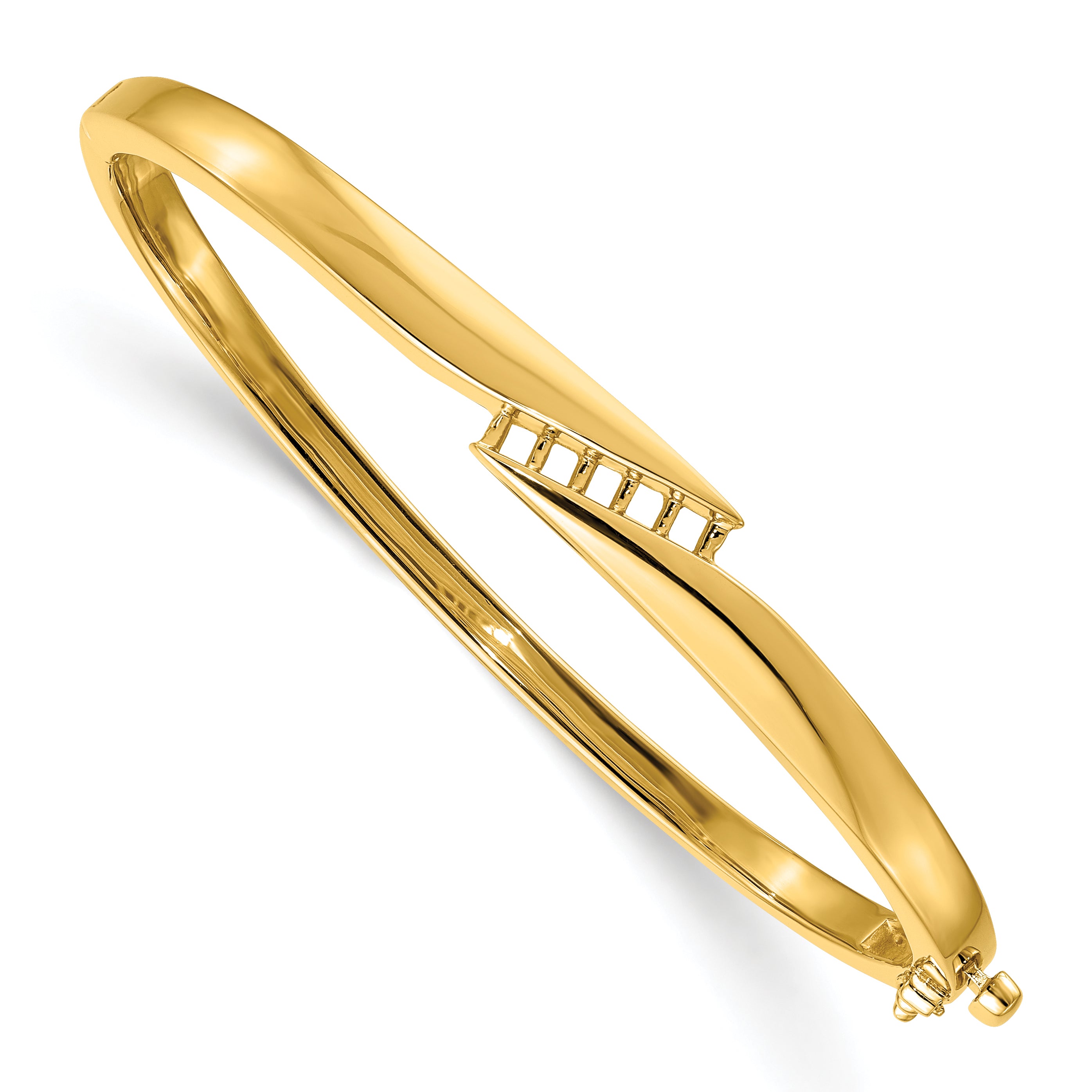 14k Holds 1/3 carat 5-2.6mm Round Stones Hinged Oval Bangle Bracelet Mounting (No Stone Included)