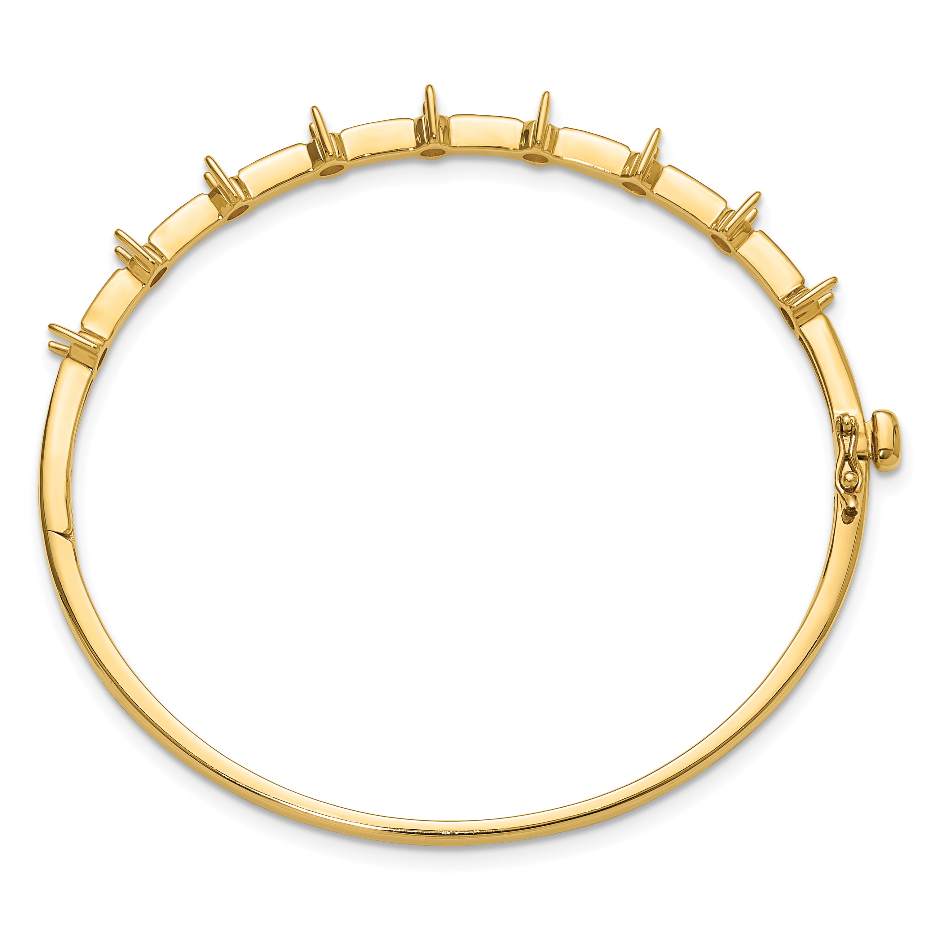 14k Holds 7/8 carat 9-3.0mm Round Stones Hinged Oval Bangle Bracelet Mounting (No Stone Included) Secondary image