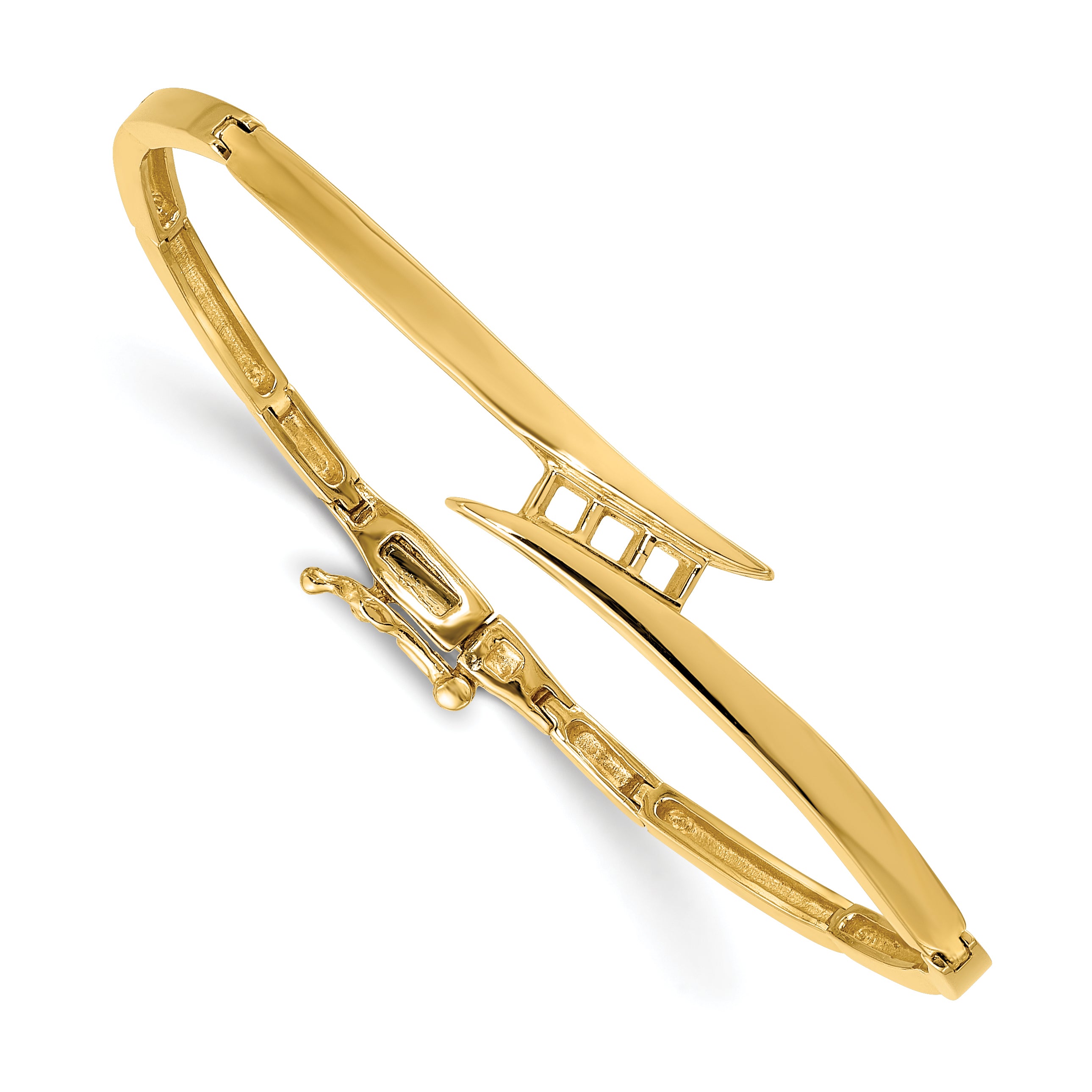 14k Holds 1/4 carat 3-2.9mm Round Stones Hinged Bangle Bracelet Mounting (No Stone Included) Main image