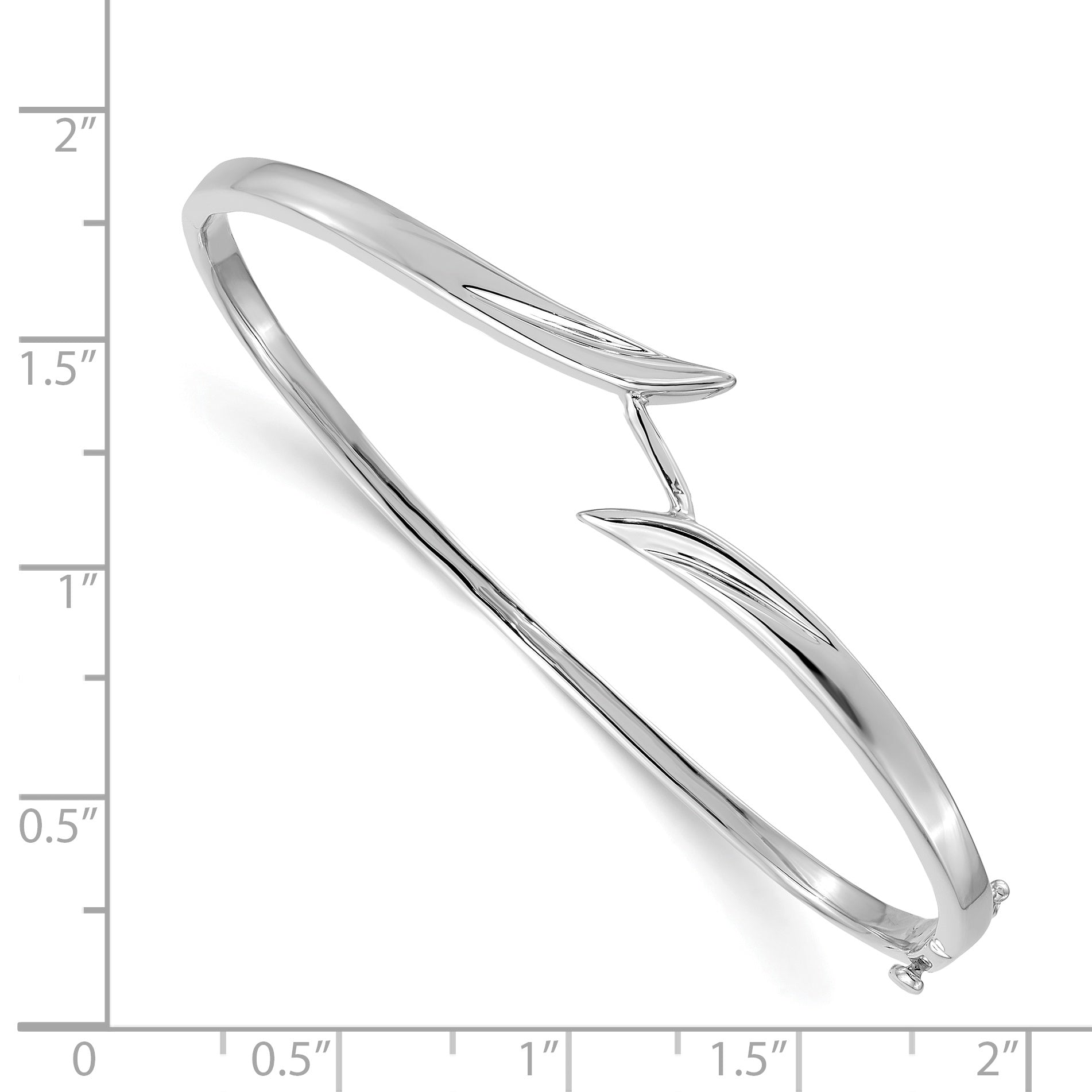 14k White Gold Hinged Oval Bangle Bracelet Mounting (No Stone Included) Secondary image