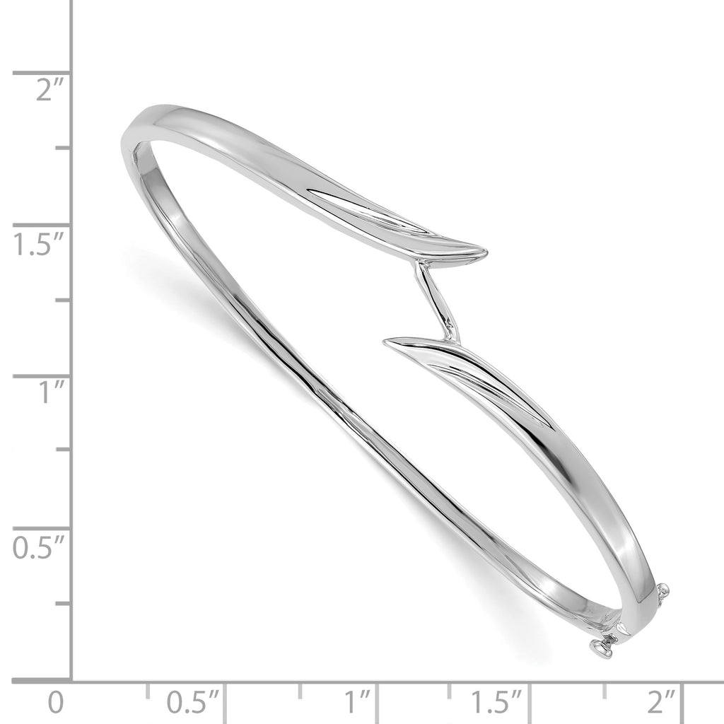 14k White Gold Hinged Oval Bangle Bracelet Mounting (No Stone Included)