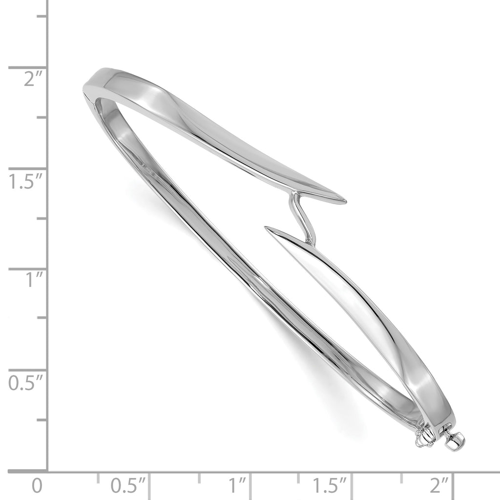14k White Gold Hinged Oval Bangle Bracelet Mounting (No Stone Included)