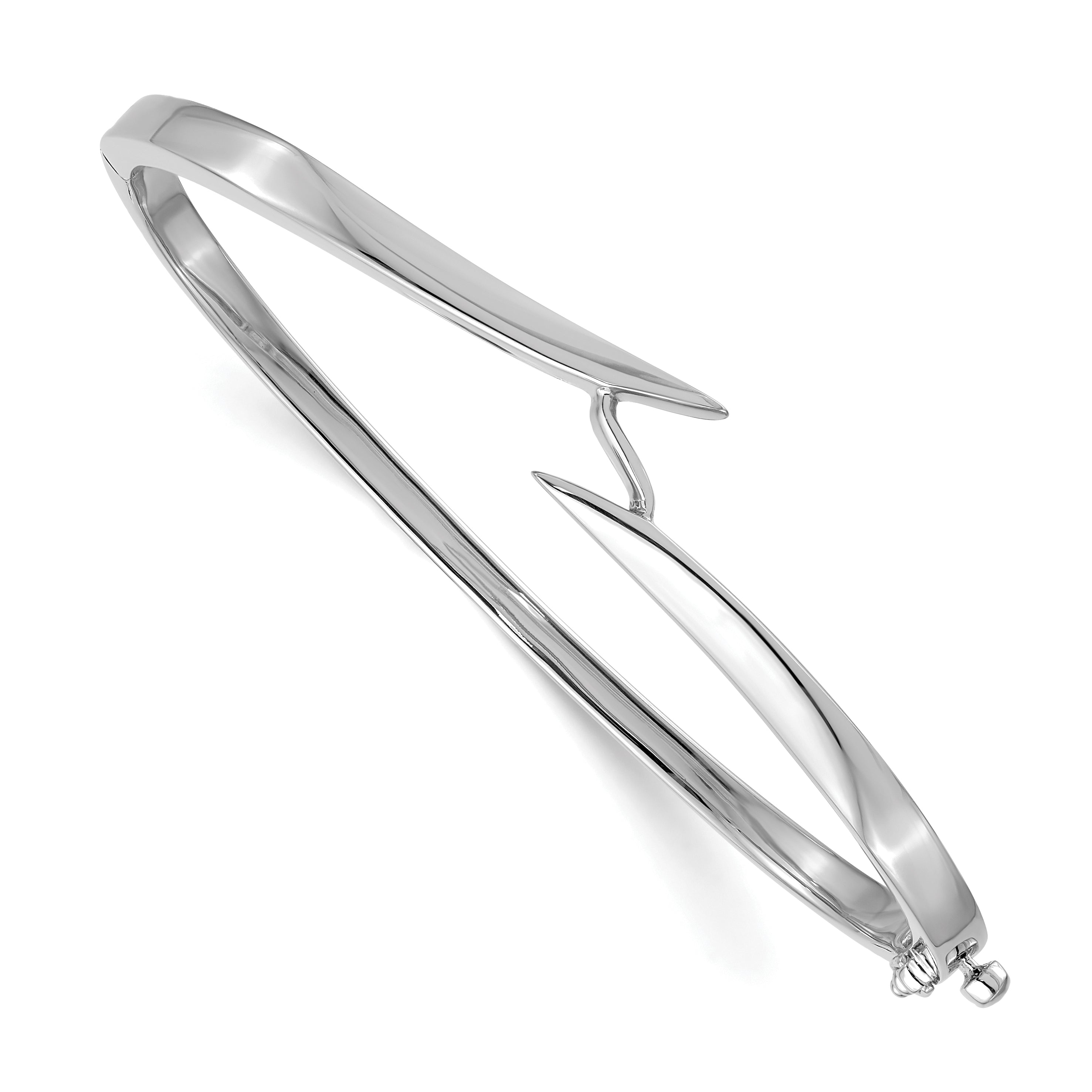 14k White Gold Hinged Oval Bangle Bracelet Mounting (No Stone Included)