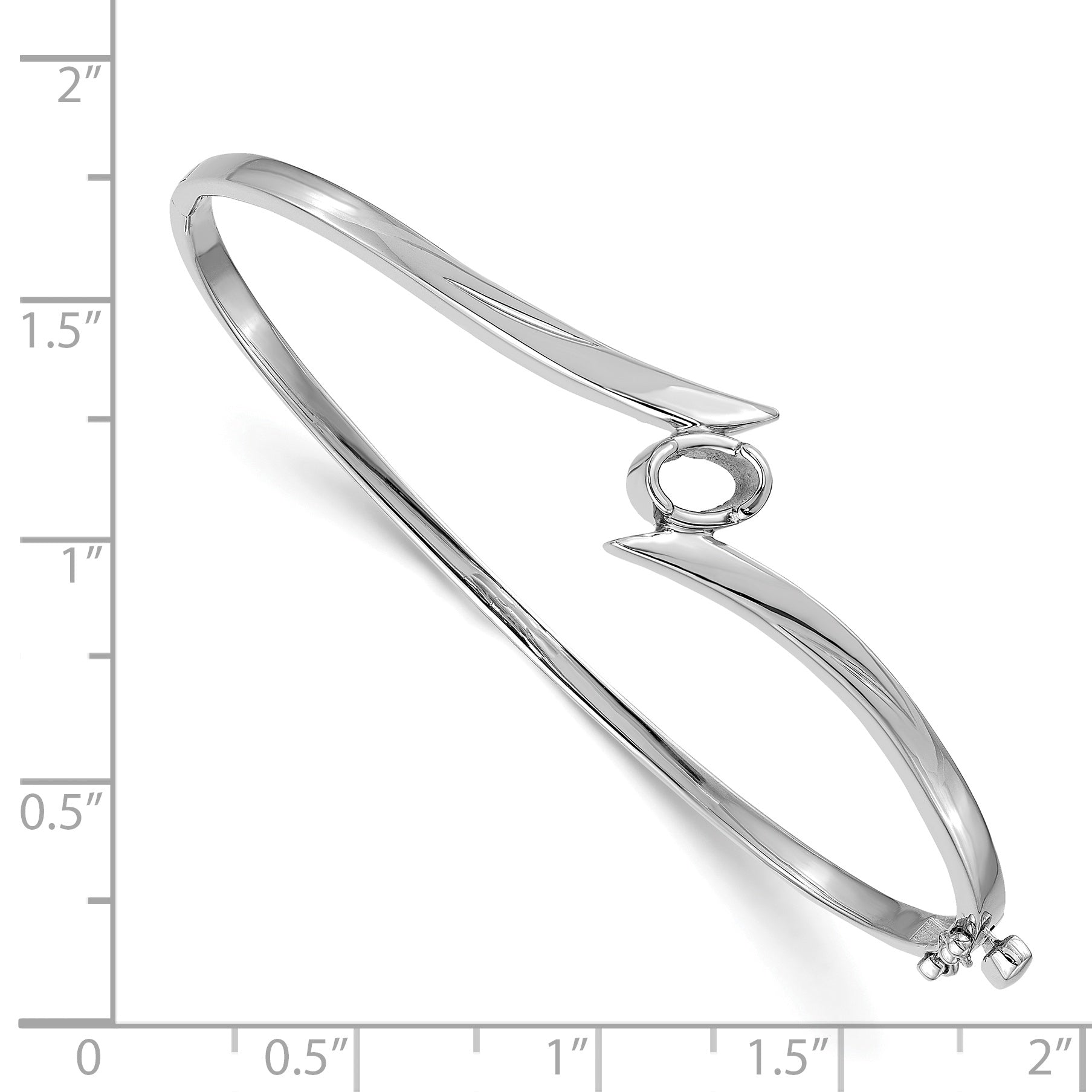 14k White Gold Holds 3/8 carat 6x4mm Oval Stone Hinged Oval Bangle Bracelet Mounting (No Stone Included) Secondary image