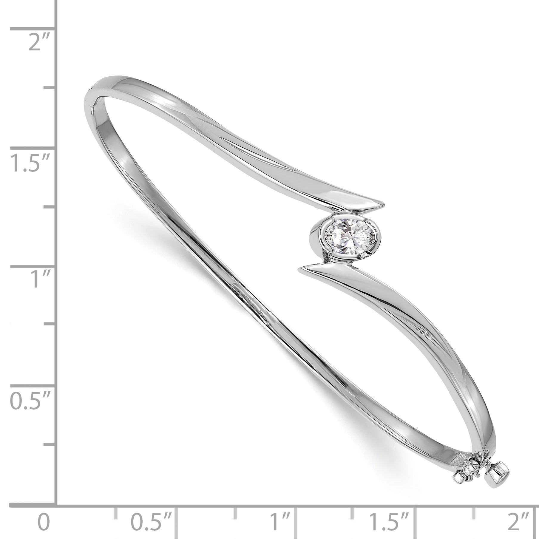 14k White Gold Complete 3/8 carat Oval  AAA Diamond Hinged Oval Bangle Bracelet