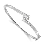 14k White Gold Complete 3/4 carat Emerald-cut VS Diamond Hinged Oval Bangle  Bracelet