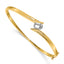 14k Two-tone Holds 3/4 carat 6x4mm Emerald-cut Stone Hinged Oval Bangle Bracelet Mounting (No Stone Included)