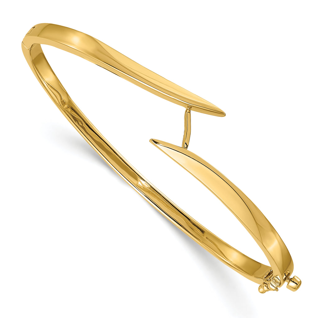 14k Two-tone Complete 1/2 carat AAA Diamond Hinged Oval Bangle Bracelet