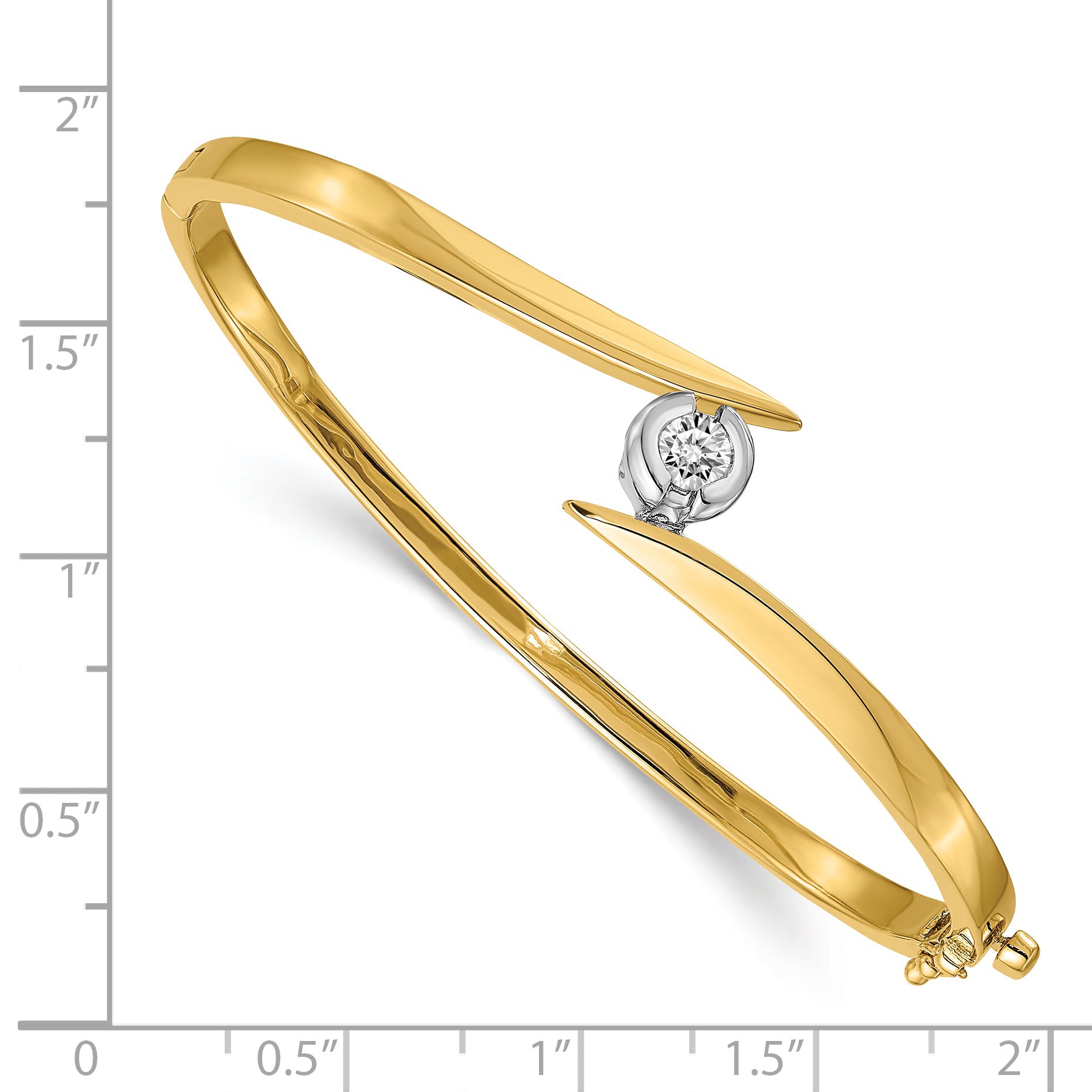 14k Two-tone Complete 1/2 carat AAA Diamond Hinged Oval Bangle Bracelet