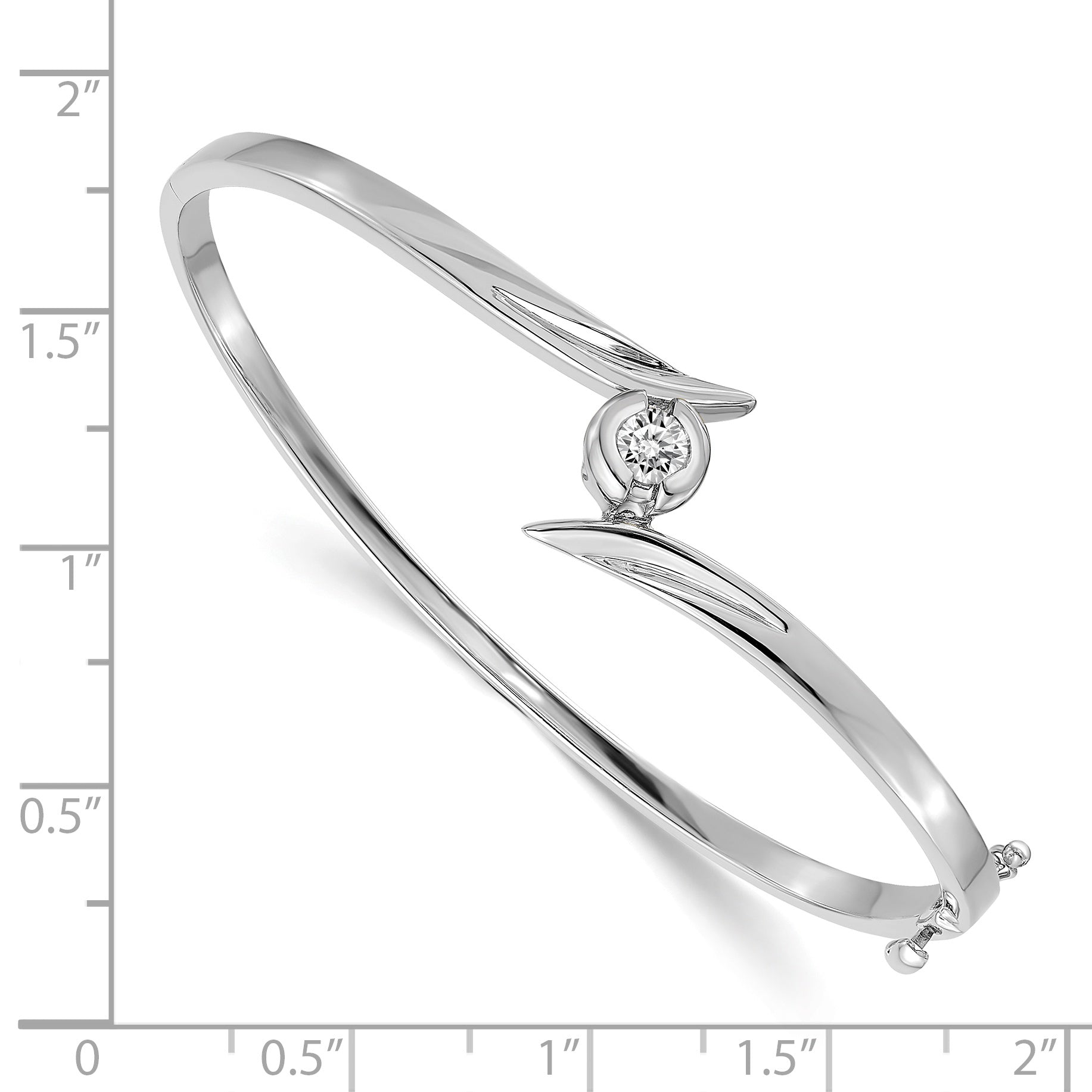 14k White Gold Complete 1/4 carat AA Diamond Hinged Oval Bangle Bracelet Secondary image