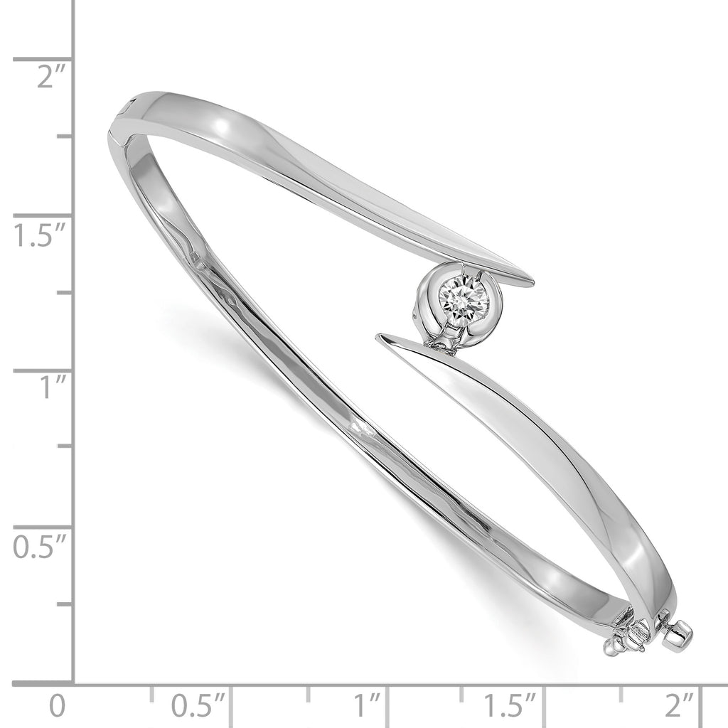 14k White Gold Complete 1/2 carat AA Diamond Hinged Oval Bangle Bracelet