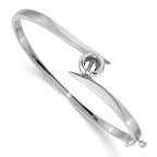 14k White Gold Holds 1 carat 5.75mm Round Stone Hinged Oval Bangle Bracelet Mounting (No Stone Included)
