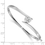 14k White Gold Holds 1 carat 5.75mm Round Stone Hinged Oval Bangle Bracelet Mounting (No Stone Included)