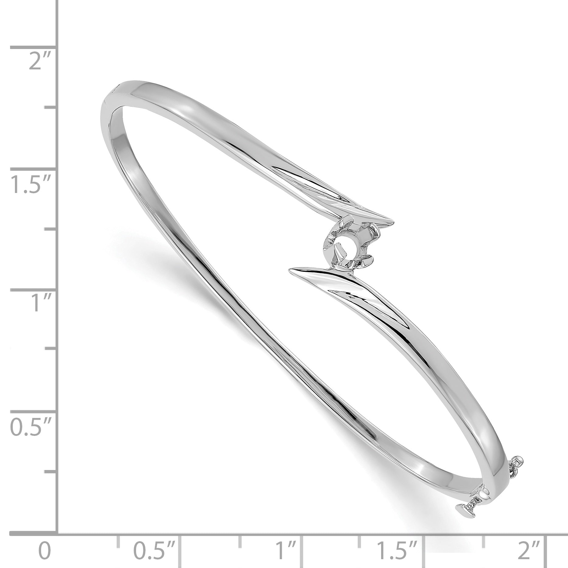 14k White Gold Holds 1/4 carat 4.0mm Round Stone Hinged Oval Bangle Bracelet Mounting (No Stone Included)