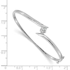 14k White Gold Complete 1/4 carat AA Diamond Hinged Oval Bangle Bracelet