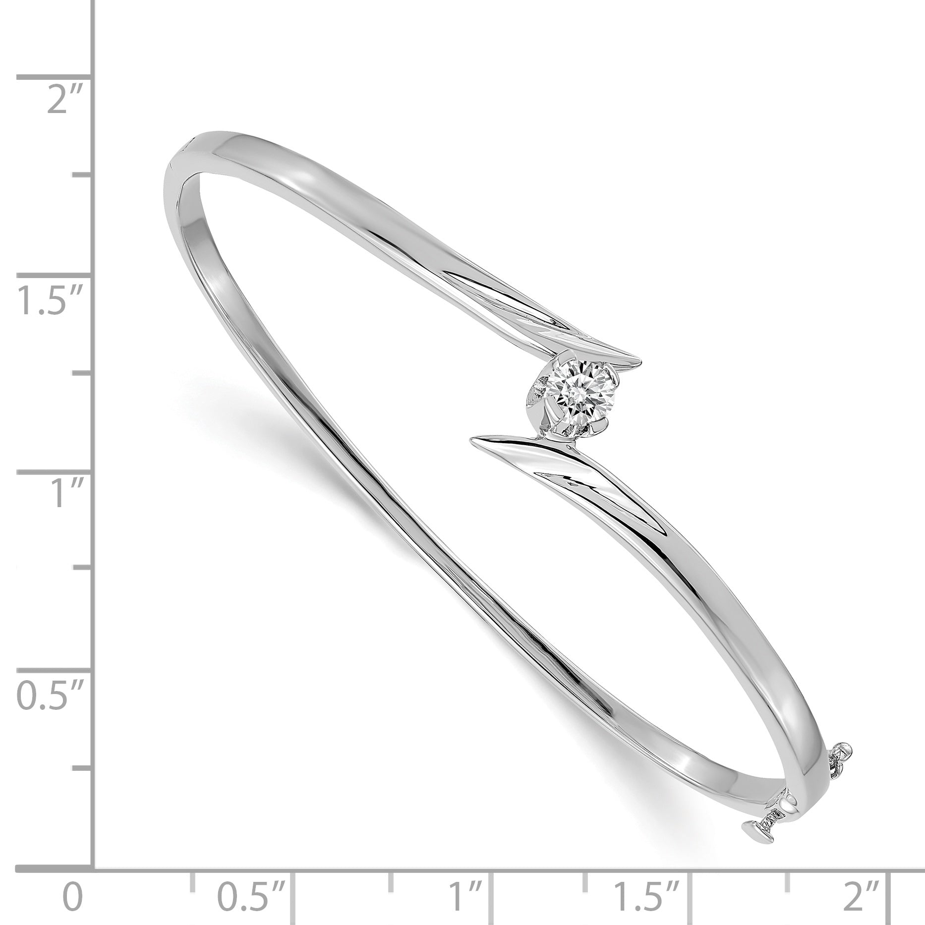 14k White Gold Complete 1/4 carat VS Diamond Hinged Oval Bangle Bracelet Main image