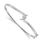 14k White Gold Complete 1/4 carat AAA Diamond Hinged Oval Bangle Bracelet