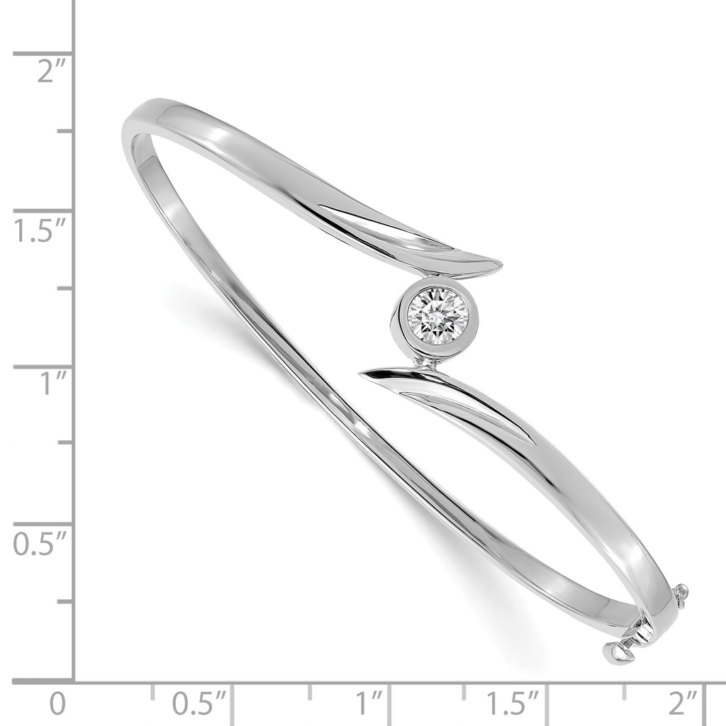 14k White Gold Complete 1/2 carat AAA Diamond Hinged Oval Bangle Bracelet