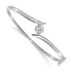 14k White Gold Complete 1/2 carat A Diamond Hinged Oval Bangle Bracelet