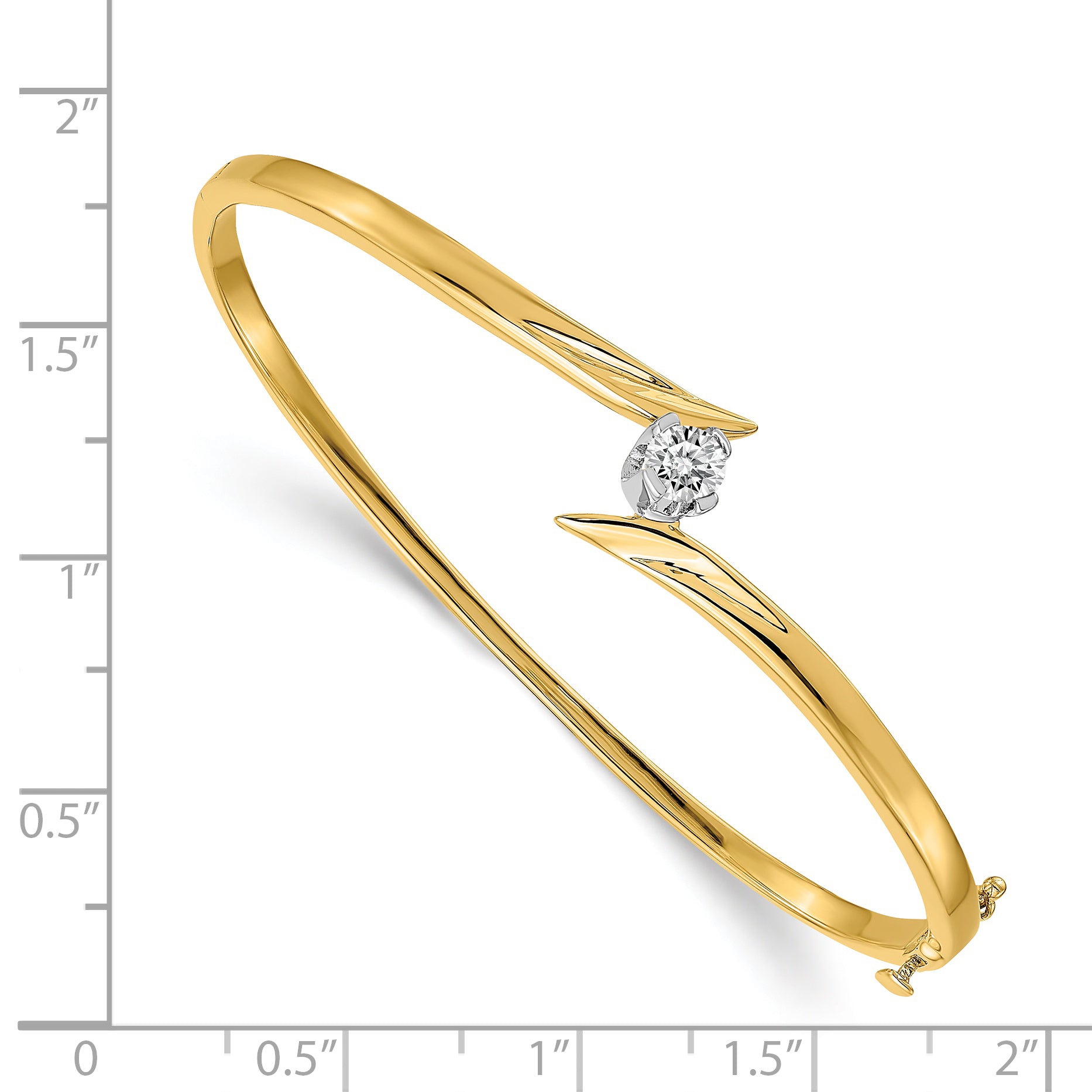 14k Two-tone Complete 1/4 carat AAA Diamond Hinged Oval Bangle Bracelet Secondary image