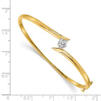 14k Two-tone Complete 1/4 carat A Diamond Hinged Oval Bangle Bracelet