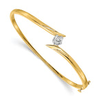 14k Two-tone Complete 1/4 carat AAA Diamond Hinged Oval Bangle Bracelet