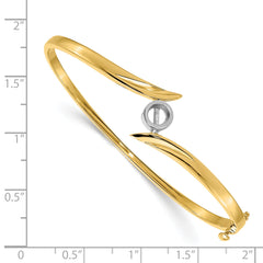 14k Two-tone Holds 1/2 carat 5.0mm Round Stone Hinged Oval Bangle Bracelet Mounting (No Stone Included)