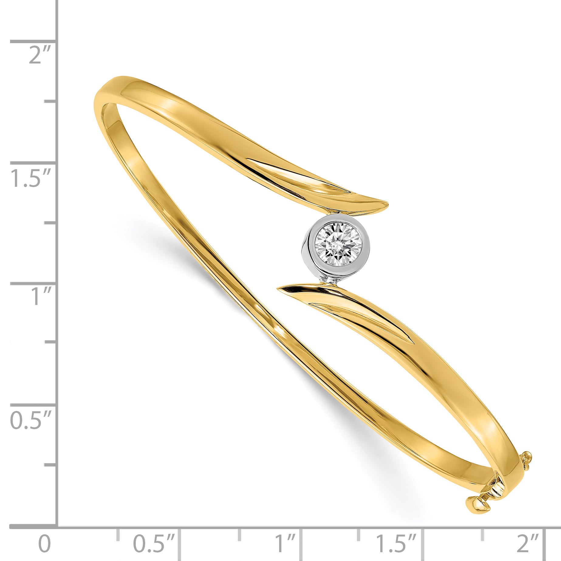 14k Two-tone Complete 1/2 carat AAA Diamond Hinged Oval Bangle Bracelet