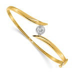 14k Two-tone Complete 1/2 carat VS Diamond Hinged Oval Bangle Bracelet