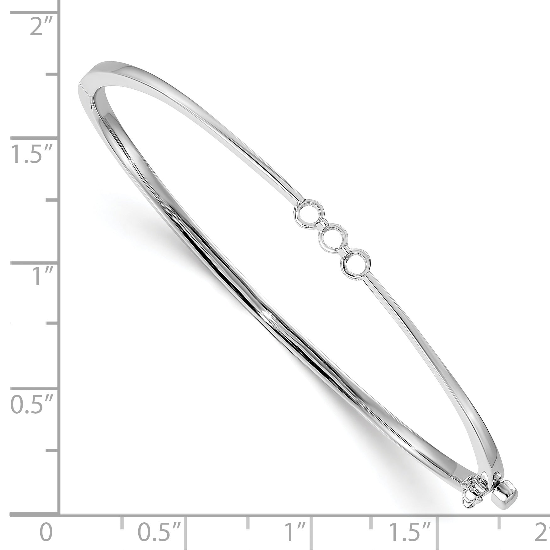 14k White Gold Holds 1/5 carat 3-2.5mm Round Stones Hinged Oval Bangle Bracelet Mounting (No Stone Included) Secondary image