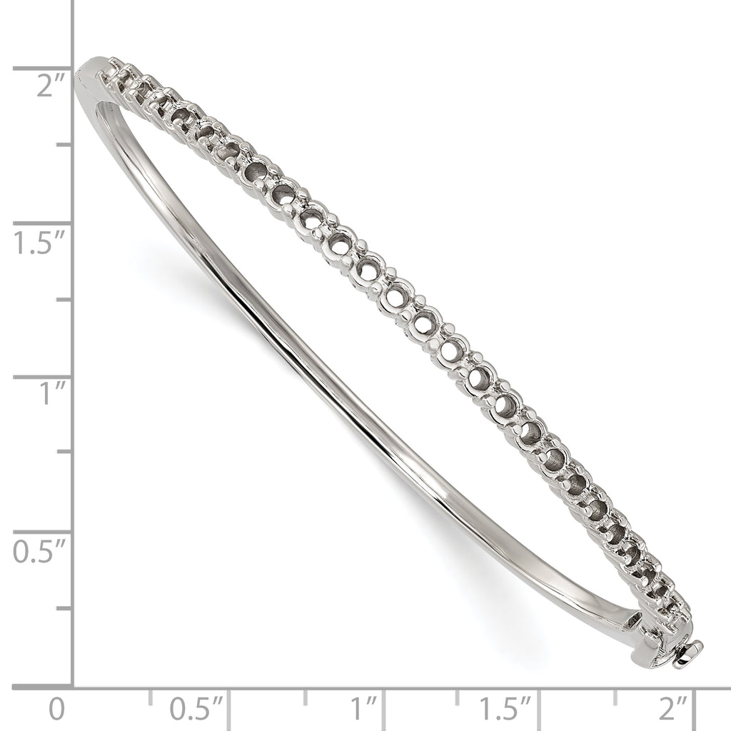 14k White Gold Holds 25 2.9mm 1.9ct Hinged Bangle Mounting
