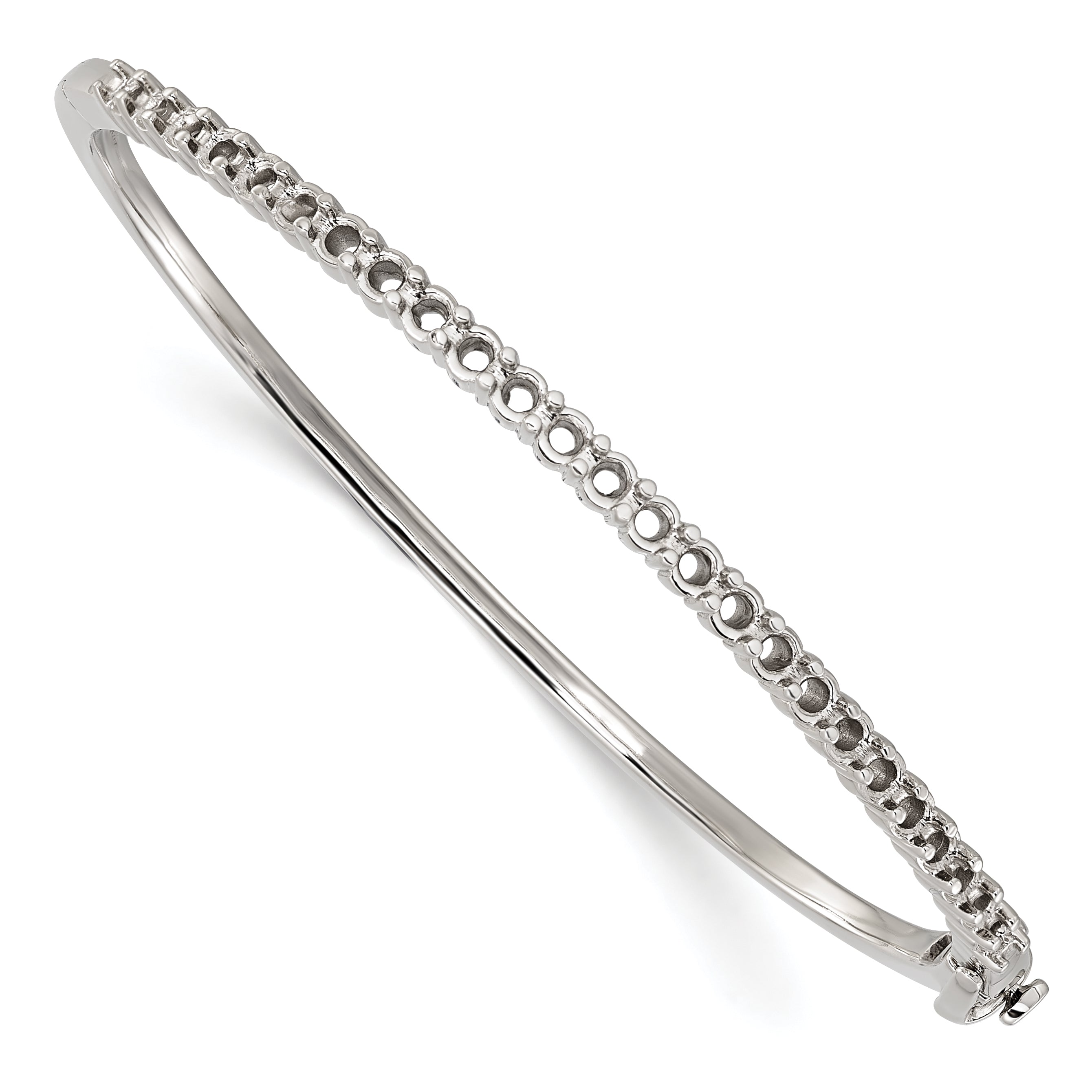 14k White Gold Holds 25 2.9mm 1.9ct Hinged Bangle Mounting Main image