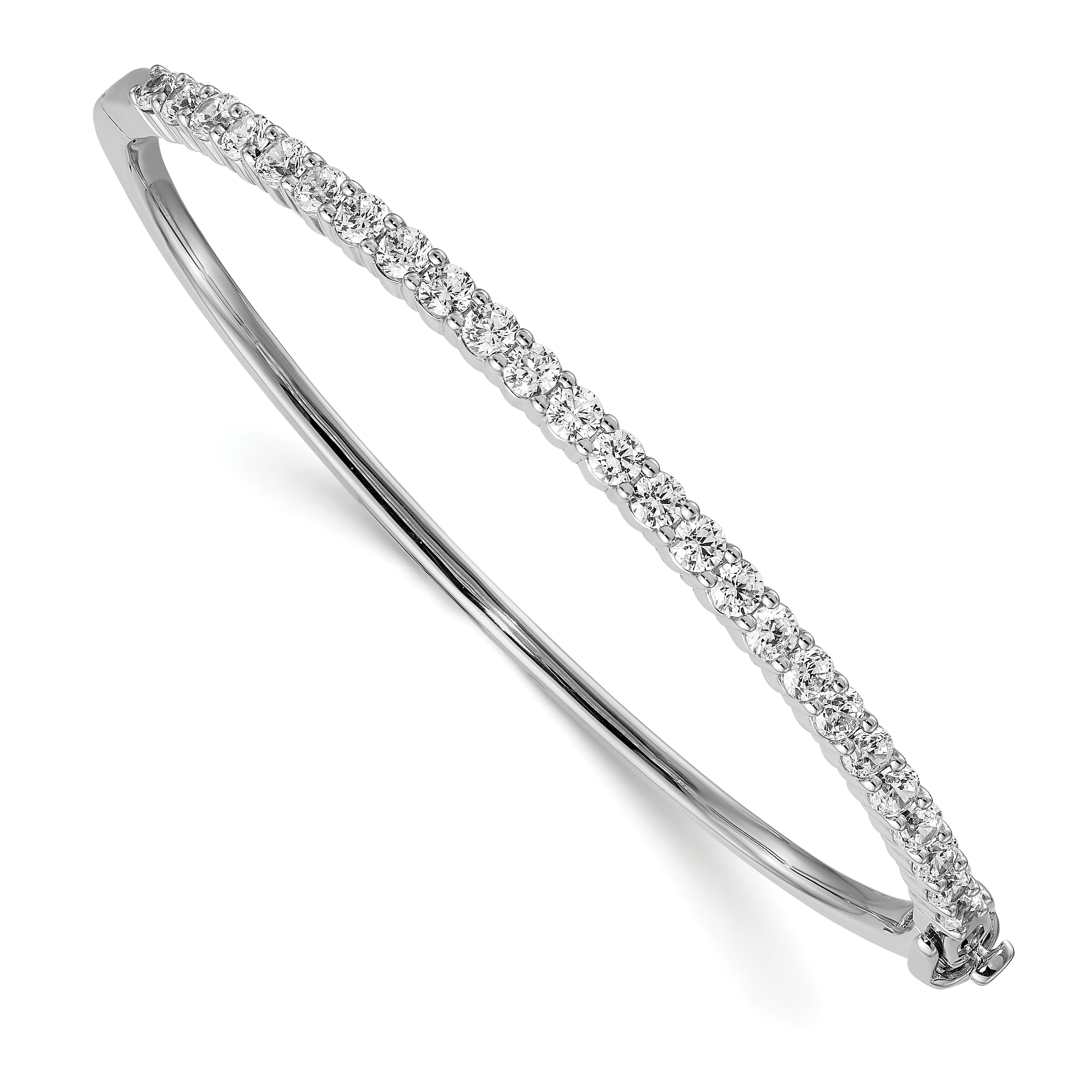 14k White Gold 2 1/3 carat Lab Grown Diamond VS/SI+ G+ Bangle Bracelet Main image