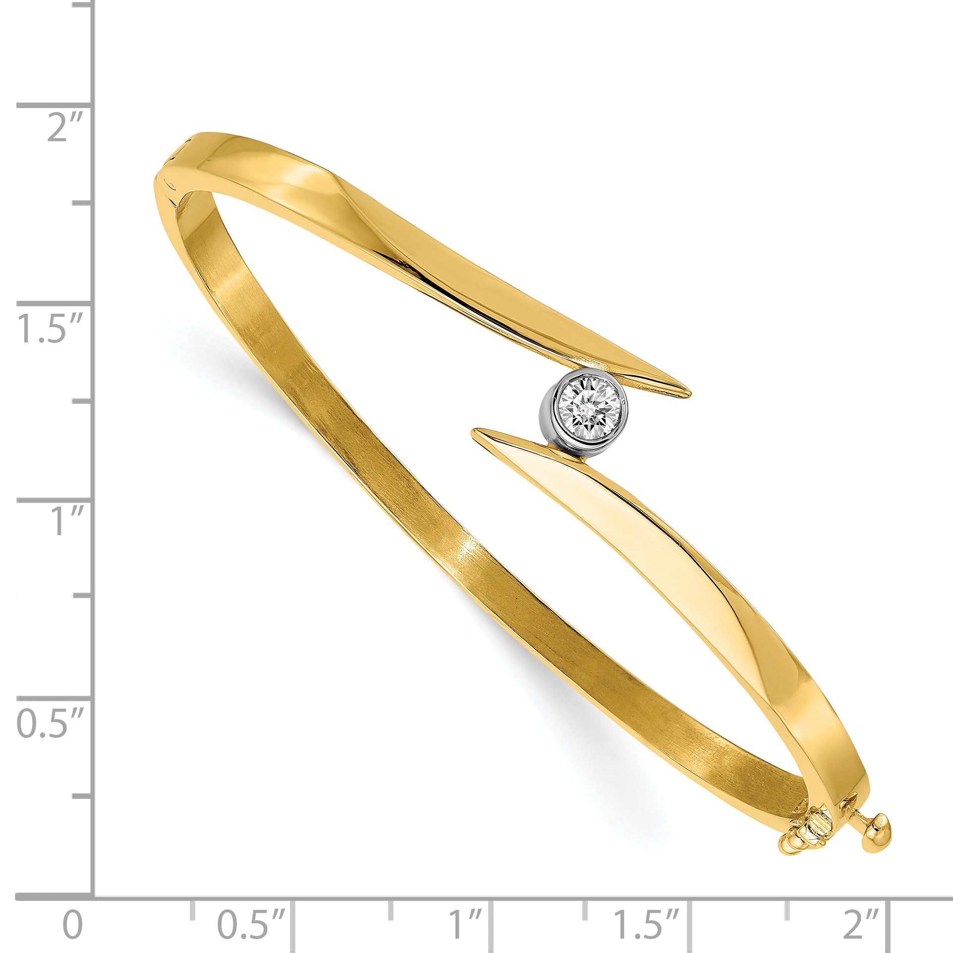 14k Two-tone Complete 1/4 carat AA Diamond Hinged Oval Bangle Bracelet Secondary image