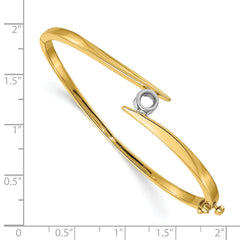 14k Two-tone Holds 1/3 carat 4.3mm Round Stone Hinged Oval Bangle Bracelet Mounting (No Stone Included)