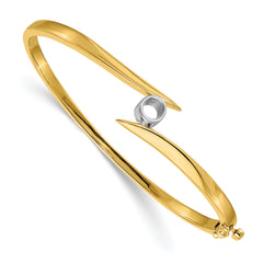 14k Two-tone Holds 3/8 carat 4.5mm Round Stone Hinged Oval Bangle Bracelet Mounting (No Stone Included)