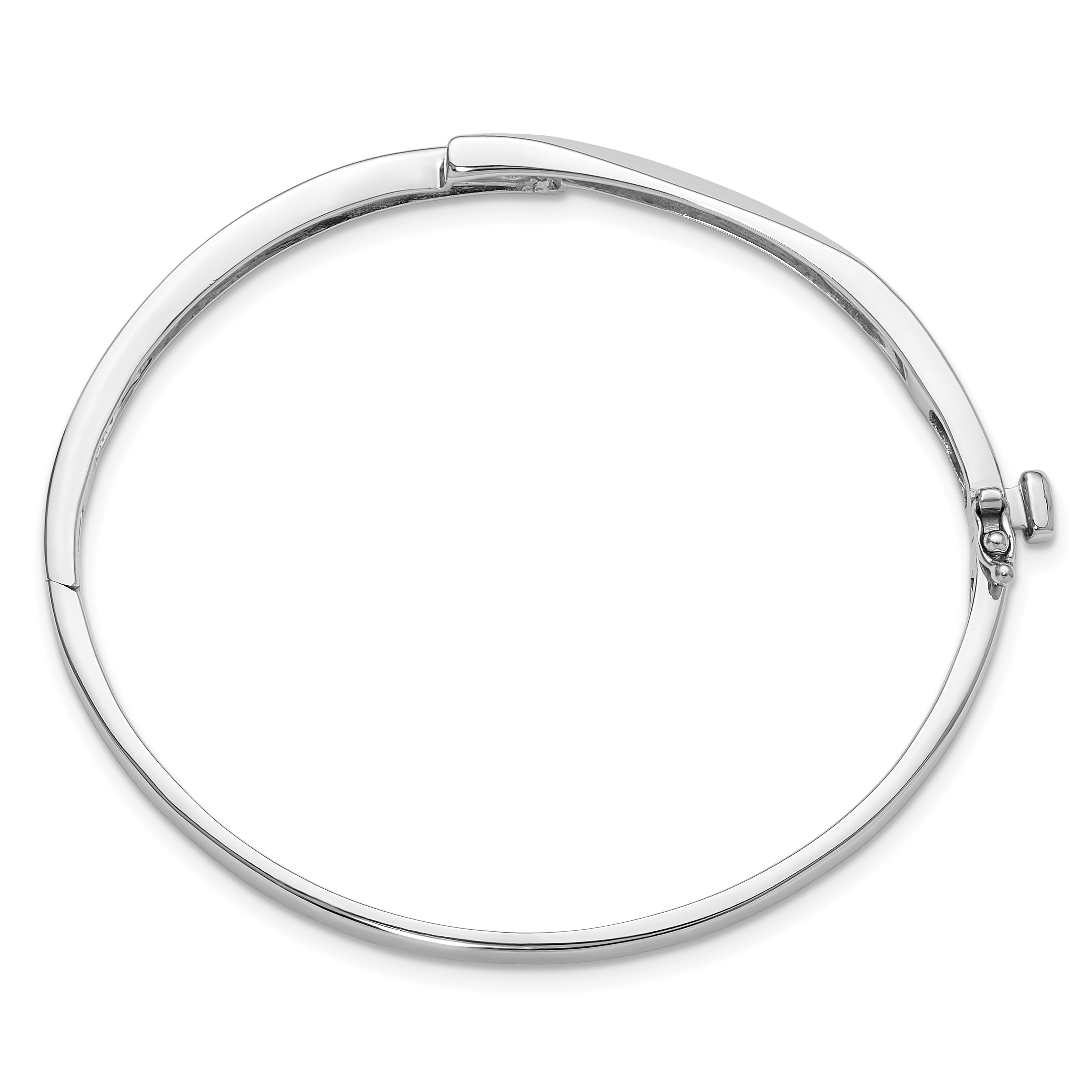 14k White Gold Holds 1/8 carat 3-2.2mm Round Stones Hinged Oval Bangle Bracelet Mounting (No Stone Included) Secondary image