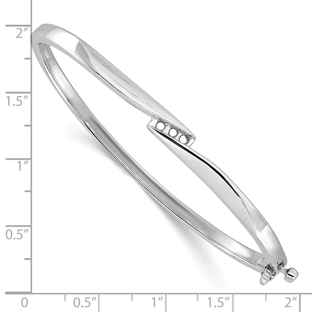 14k White Gold Holds 1/8 carat 3-2.2mm Round Stones Hinged Oval Bangle Bracelet Mounting (No Stone Included)