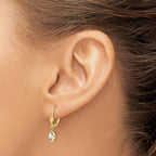 Oval Bezel April/White Topaz Leverback Earrings in 14K Yellow Gold - Sophia Jewelers